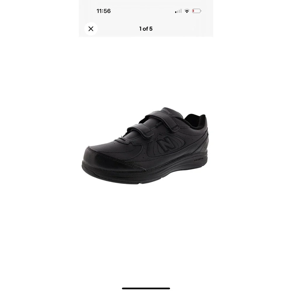 NEW BALANCE 577 HOOK & LOOP BLACK LEATHER MENS WALKING SHOES SZ 10.5 D